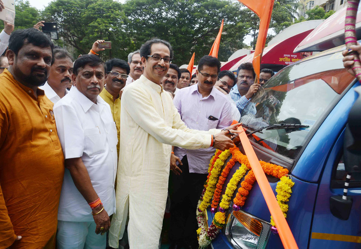 Shiv Sena Uddhav Thackeray During Public Release Ceremony of Tata Tempo's To Make Marathi Entrepreneurs at Kala Chowky.
