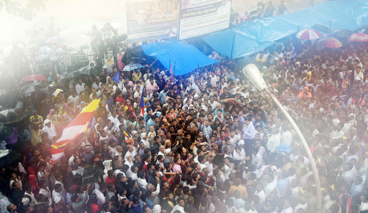 Ambedkari Janta Protest Rally at Dadar Naigaon against  Demolition  of Ambedkar Bhavan.