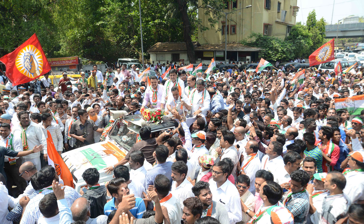176-Bandra(E) Assembly Constituency Congress Candidate Narayanrao Rane File Nomination Form at Bandra Community Hall.