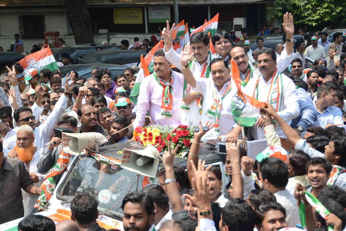 176-Bandra(E) Assembly Constituency Congress Candidate Narayanrao Rane File Nomination Form at Bandra Community Hall.