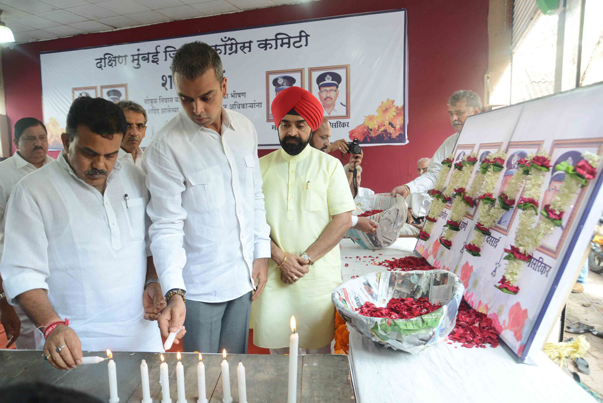 Mumbai Congress Tribute to Kalbadevi Fire Martyrs Firemen at Rajiv Gandhi Bhavan.