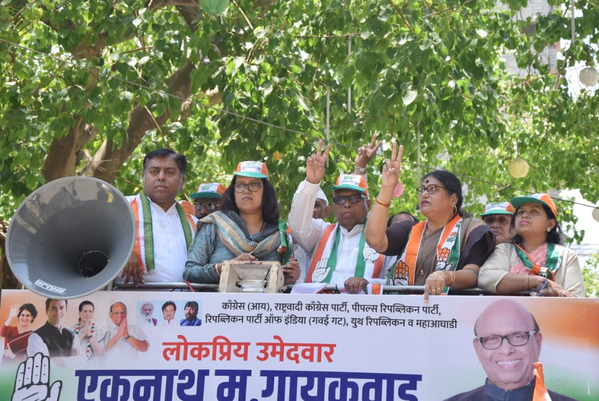 Mumbai South Central LS Congress-NCP Candidate Eknathrao Gaikwad durin Election Campaign Rally at Wadala.