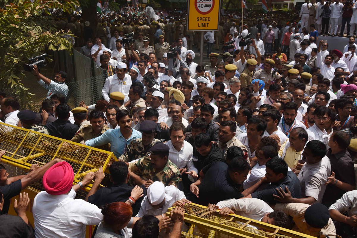 AICC in Chief Presence President Sonia Gandhiji & Rahul Gandhi Protest March against BJP Govt. as " Loktantra Bachao Rally" from Delhi Jantar Mantar to Parliament.