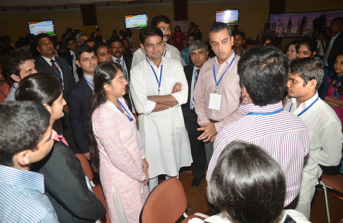 Hon'ble MINISTERS SACHIN PILOT & MILIND DEORA DURING YOUTH PARLIAMENT 2013 AT BSE.