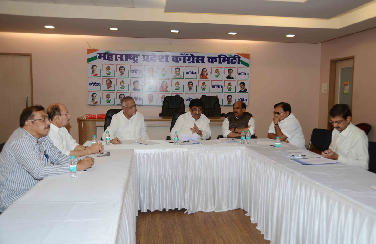 MPCC President Ashokrao Chavan during Parliamentary Board Meeting at Gandhi Bhavan.