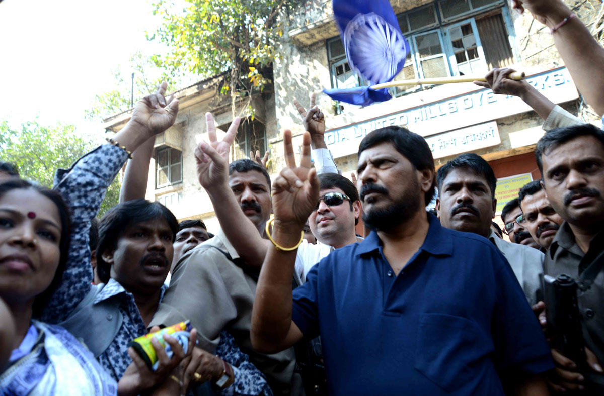 REPUBLICAN PARTY OF INDIA PRESIDENT RAMDAS ATHAWALE AT INDU MILL DADAR.