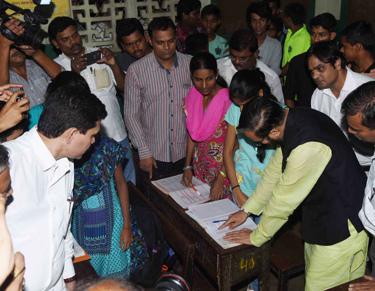 Newly Appointed Central Education Minister Prakash Javdekar visited BMC Night School at Dadar Gokhale Road.