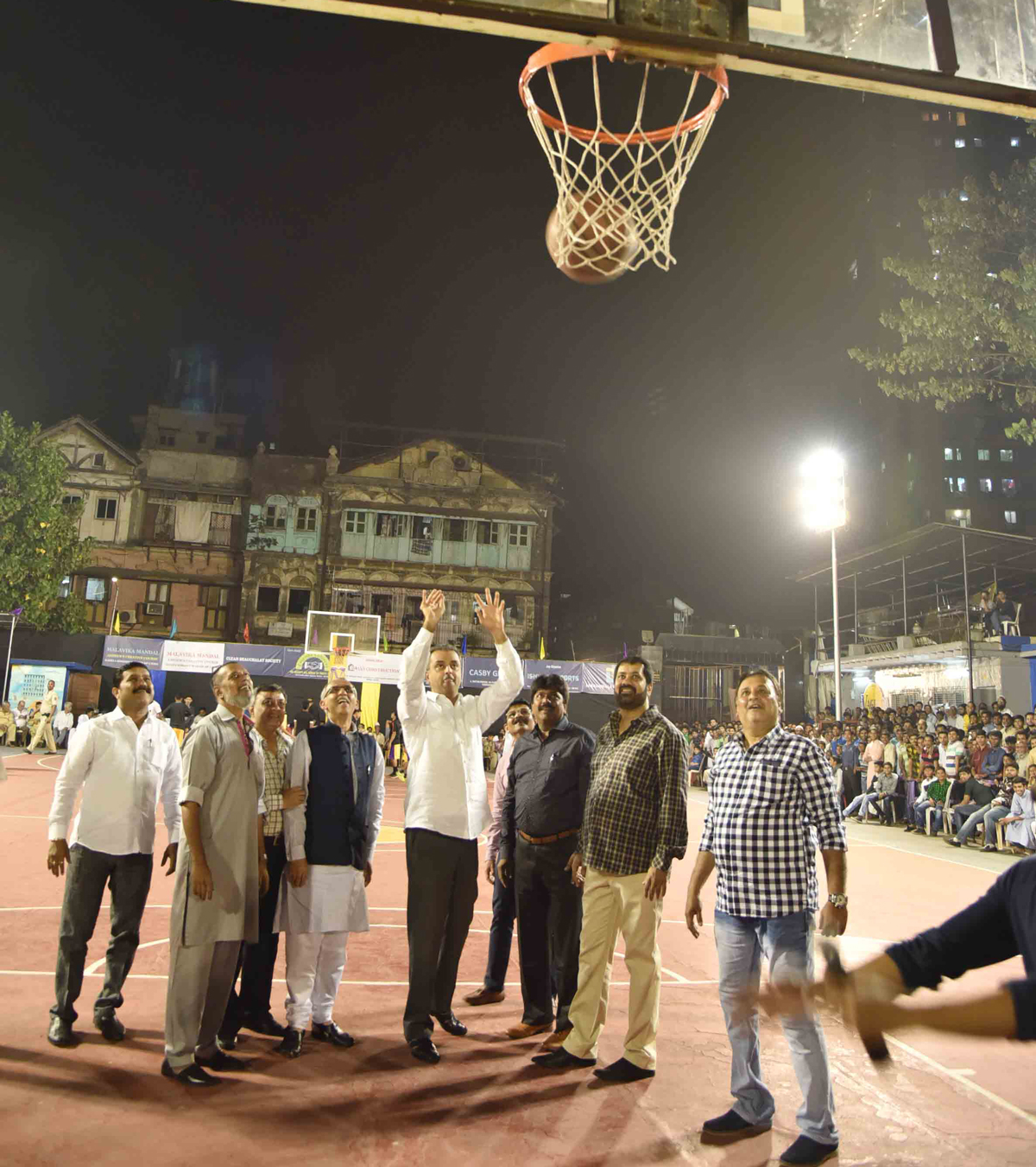 Congress Party Leader Ex.MP & Ex.Minister Milind Deora during Basket Ball Matches at Nagpada in Mumbai.