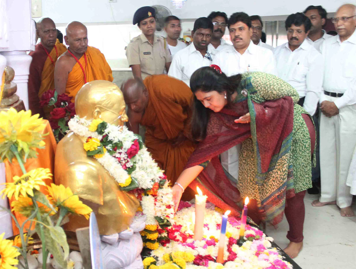 Tribute to Bharat Ratna Dr.Babasaheb Ambedkar on his Mahaparinirvan Din at Chaitya Bhoomi Dadar in Mumbai.