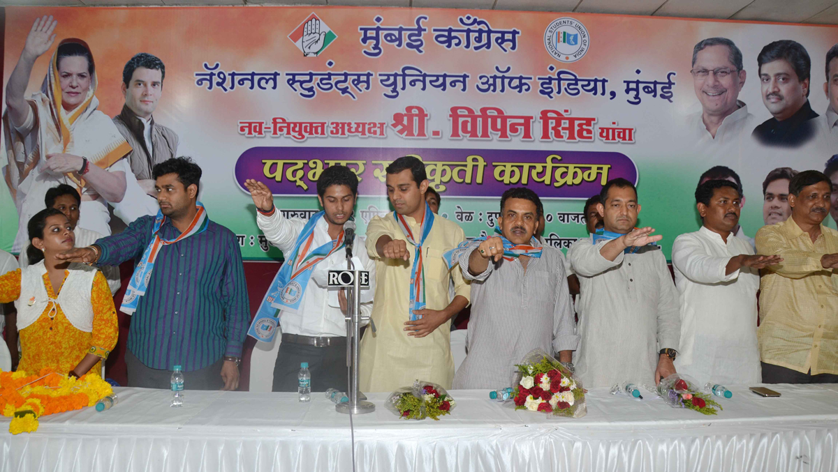 Newly Appointed NSUI Mumbai President Vipin Singh Took Charge in Presence of Mumbai Congress President & Ex.MP Sanjay Nirupam at MRCC office Rajiv Gandhi Bhavan at Azad Maidan.