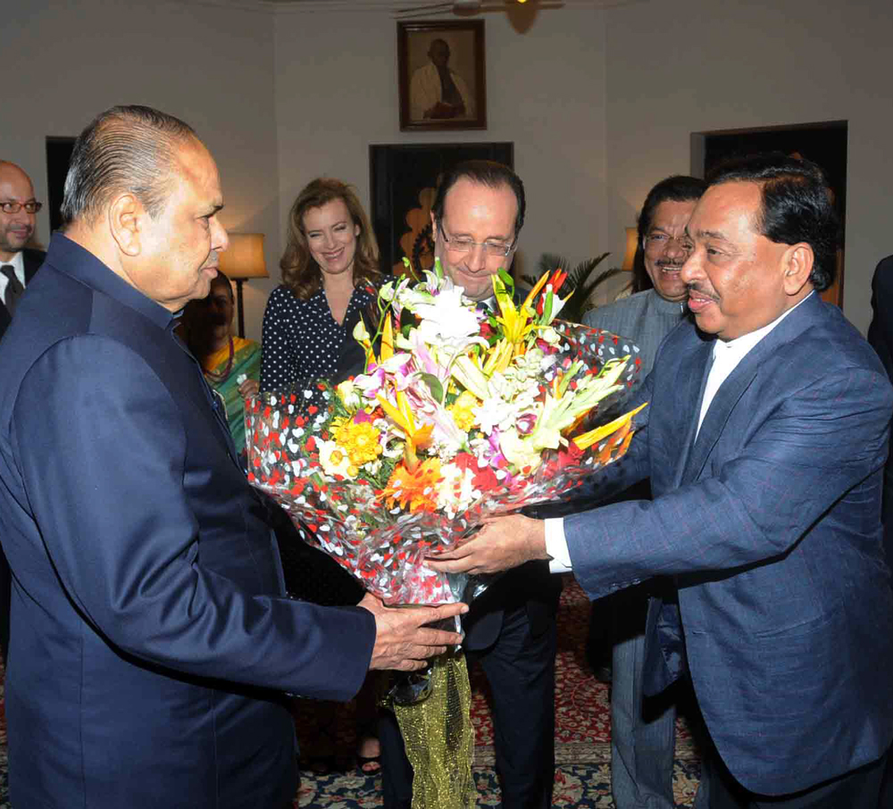 French President Hollande meets Maharashtra Governor K.SANKARNARAYANAN at Raj Bhavan