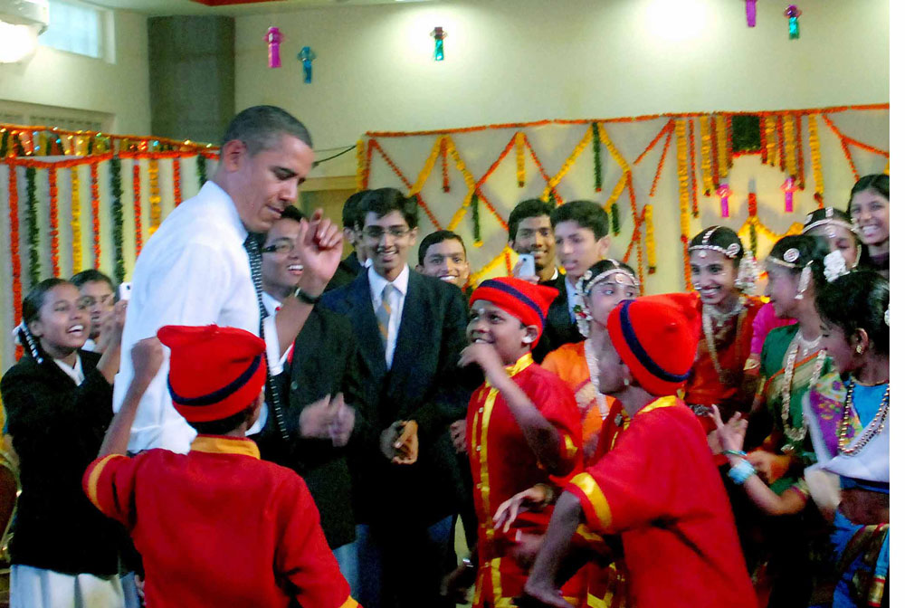 US.PRESIDENT BARACK OBAMA WITH WIFE MRS.MICHELLE OBAMA IN MUMBAI.
