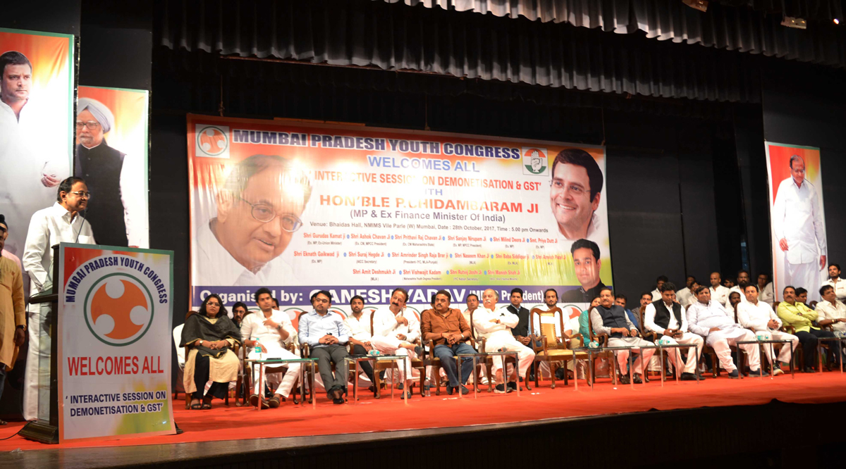 Congress Senior Leader P Chidambaram on Demonitisation at Bhaidas Hall .