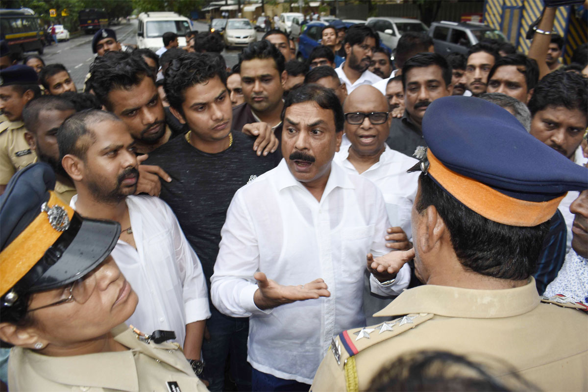 Mumbai Congress Leaders Protest at Sofitel Hotel BKC Bandra.