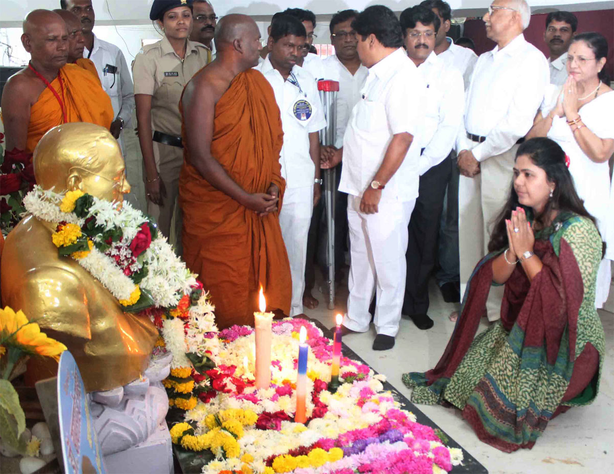Tribute to Bharat Ratna Dr.Babasaheb Ambedkar on his Mahaparinirvan Din at Chaitya Bhoomi Dadar in Mumbai.