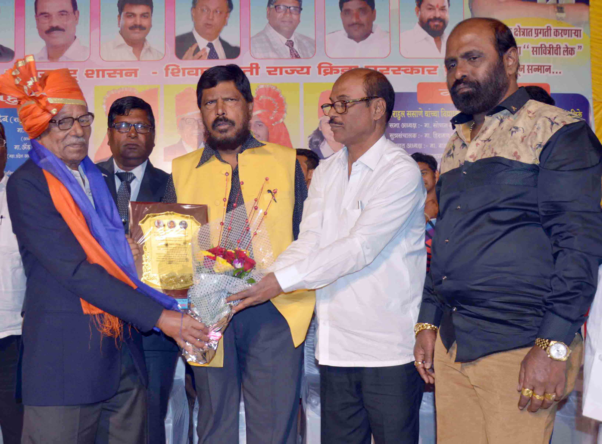 RPI Leader Ramdas Athawale during  Nagari Satkar Program at Chembur.