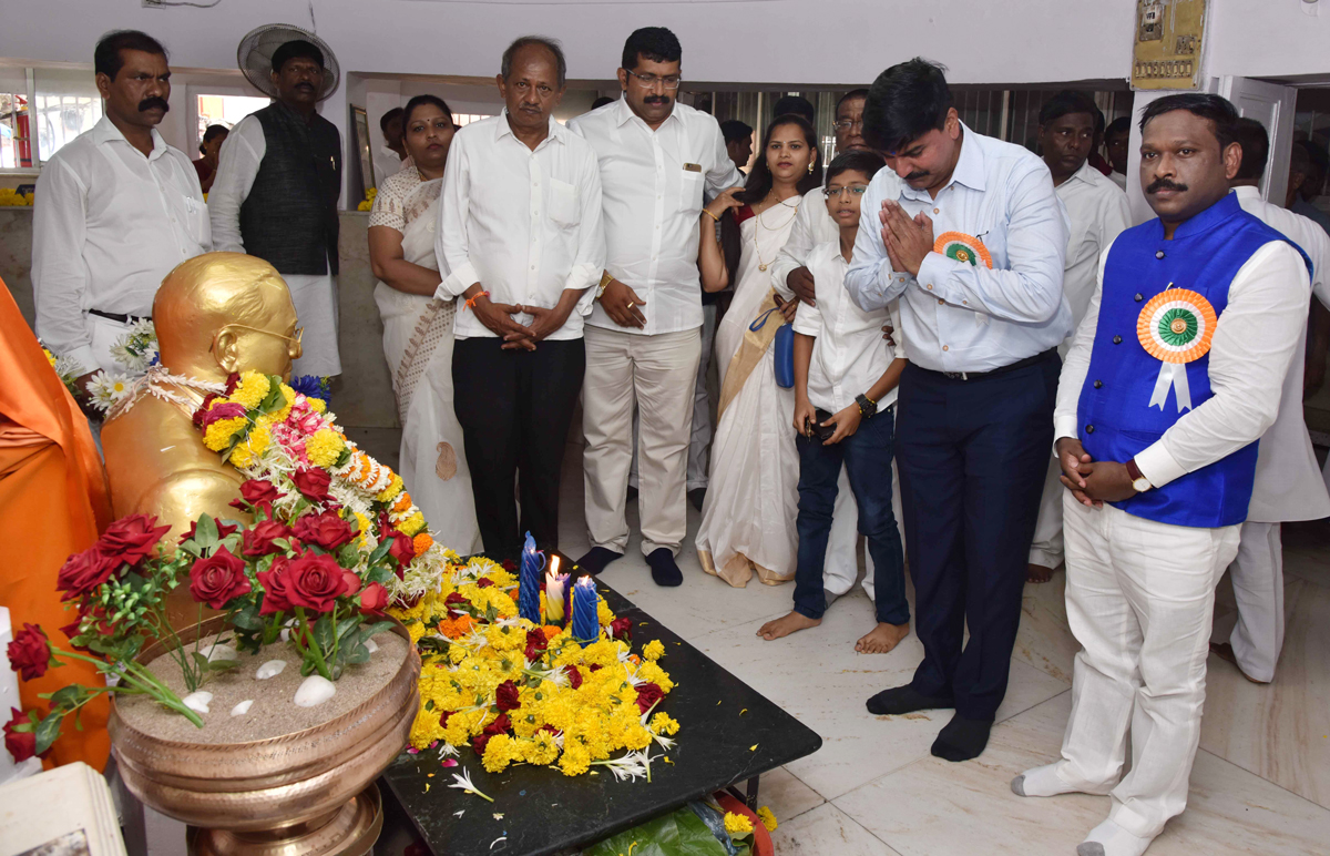 On 127th Birth Anniversary of  The Father of Indian Constitution,Bharatratna Mahamanav Dr. Babasaheb Ambedkar Mumbai Leaders offers Floral Tribute at Chaityabhumi Dadar.