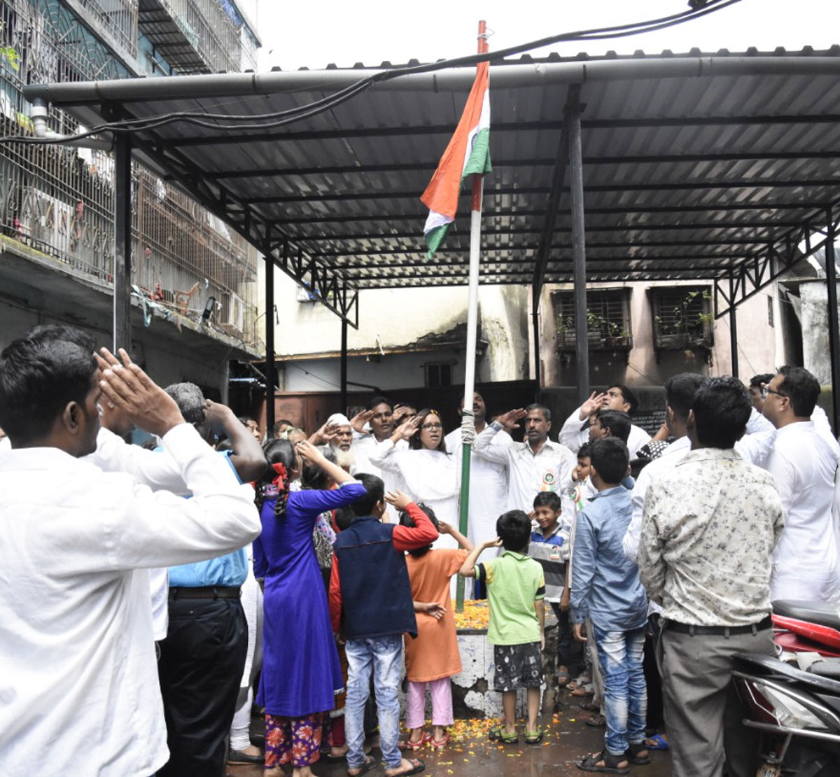 Flag Hosting on Independence Day at Dharavi Assembly by MLA Varshatai Gaikwad.