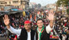Rahul Gandhi and Akhilesh Yadav in Lucknow, UP.