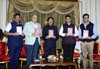 Governor, CM release book on Prime Minister Narendra Modi ‘Marching with a Billion’at Raj Bhavan, Mumbai.