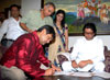 MNS PRESIDENT RAJ THAKRE, & ACTOR DIRECTOR MAHESH MANJREKAR FILLS MNS MEMBERSHIP REGISTRATION FORM AT KRISHNAKUNJ BUNGLOW DADAR.