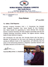 MUMBAI CONGRESS PRESIDENT PROF.JANARDAN CHANDURKAR PRESS RELEASE. MUMBAI CONGRESS PRESIDENT PROF.JANARDAN CHANDURKAR PRESS RELEASE.