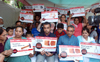 UNION MINISTER MILIND DEORA & MLA AMIN PATEL DURING PROTEST TO SAVE THE CAMPA COLA RESIDENTS WORLI IN MUMBAI.