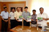 MINISTER NARAYANRAO RANE INAUGURATES A BOOK BY NILESH JADHAV "SHETKRAYANCHI GATHA" AT MANTRALAYA.