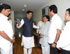 Kokan Congress Leader Sandesh Parker meets Chief Minister Prithviraj Chavan at Varsha Bunglow.