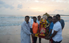 MRCC President Sanjay Nirupam Residential Ganpati Idol Immersion at Juhu Chowpatty.