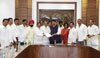 Mumbai Congress President Sanjay Nirupam with Delegation met Chief Minister Devendra Fadnavis at Varsha Bunglow.