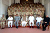 GOVERNOR OF MAHARASHTRA K.SHANKARANARAYANAN,CHIEF MINISTER PRITHVIRAJ CHAVAN,DY CHIEF MINISTER AJITDADA PAWAR,HOME MINISTER R.R. PATIL,STATE HOME MINISTER SATEJ PATIL AT DARBAR HALL RAJ BHAVAN