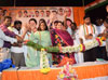 Congress Leader Varsha Gaikwad & Cine Star Khusboo Sunder during Election Campaign Rally at Dharavi in Mumbai.