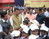 Chief Minister Devendra Fadnavis during "Bal Swacchta Mission" at Dixit Rd.Muncipal School Vile Parle.