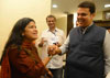 Mahayuti BJP MP.Candidate Poonam Mahajan Congratulated by BJP Maharashtra Pradesh President Devendra Phadnavis.