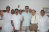 Congress/NCP/PRP (Kawade)/ Republican Party of India (Democratic) Alliance MP.Candidate Milind Deora with MP.Murli Deora before to File his Nomination Form.