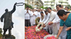 MUMBAI CONGRESS PAYING HOMAGE TO BHARAT RATNA LATE PRIME MINISTER RAJIV GANDHI ON HIS BIRTH ANNIVERSARY AT COOPERAGE MAIDAN.