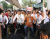 Mumbai Congress President Sanjay Nirupam Big Bicycle Rally to Protest against illegal Petrol Diesel Price Hike.