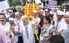 Mumbai Congress under Leadership of MRCC President Sanjay Nirupam "Potholes Dindi " Protest March against Shivsena- BJP at CST Mumbai.