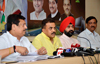 MRCC President Sanjay Nirupam Press Conference at Rajiv Gandhi Bhavan in Mumbai.