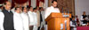 GOVERNOR K.SANKARNAYRAYANAN IS GIVING OATH TO AJITDADA PAWAR AS MAHARASHTRA DY.CHIEF MINISTER ON OCCASION CHIEF MINISTER PRITHVIRAJ CHAVAN AT RAJ BHAVAN.