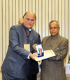 MP.& EX-Union Minister Gurudas Kamat is Awarded Gold Medal at the hands of President of India Pranab Mukherjee at Vigyan Bhavan New Delhi on Occasion Central Minister Sushilkumar Shinde.