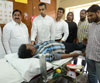 Union Minister Of State & South Mumbai MP Milind Deora In Blood Donation Camp At Sushanti Charcha Madanpura.