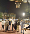 Congress Party Leader Ex.MP & Ex.Minister Milind Deora during Basket Ball Matches at Nagpada in Mumbai. Congress Party Leader Ex.MP & Ex.Minister Milind Deora during Basket Ball Matches at Nagpada in Mumbai.
